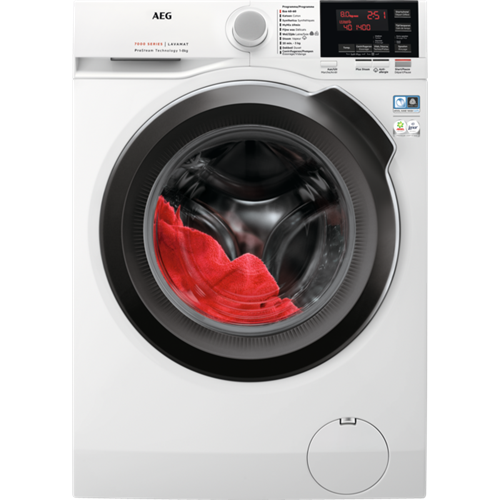 7000 Serie, ProSteam, 8kg, 1400 rpm, Groot display, ÖKOInverter Motor, Startuitstel, ProSense, Stoom, SoftPlus, AquaControl, Wit paneel, Zwarte deur Minder strijken, frissere kledij Deze wasmachines van AEG gebruiken stoom om gekreukte kledingstukken snel en eenvoudig op te frissen zodat je ze meteen weer kunt dragen. De korte, zachte stoomprogramma’s verwijderen veilig alle geurtjes en verminderen kreuken in droge stoffen. Je kan ook je wasprogramma afronden met een zacht stoomprogramma z